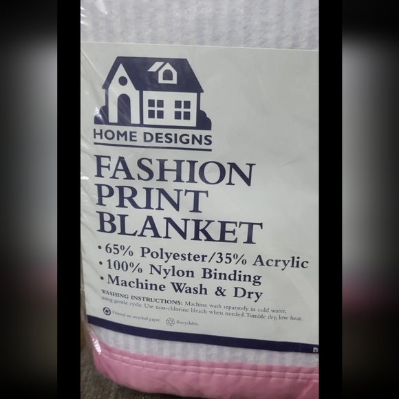 Home Designs Full/ Twin Petite  Rose Pattern Blanket Vintage New Sealed - Picture 6 of 7